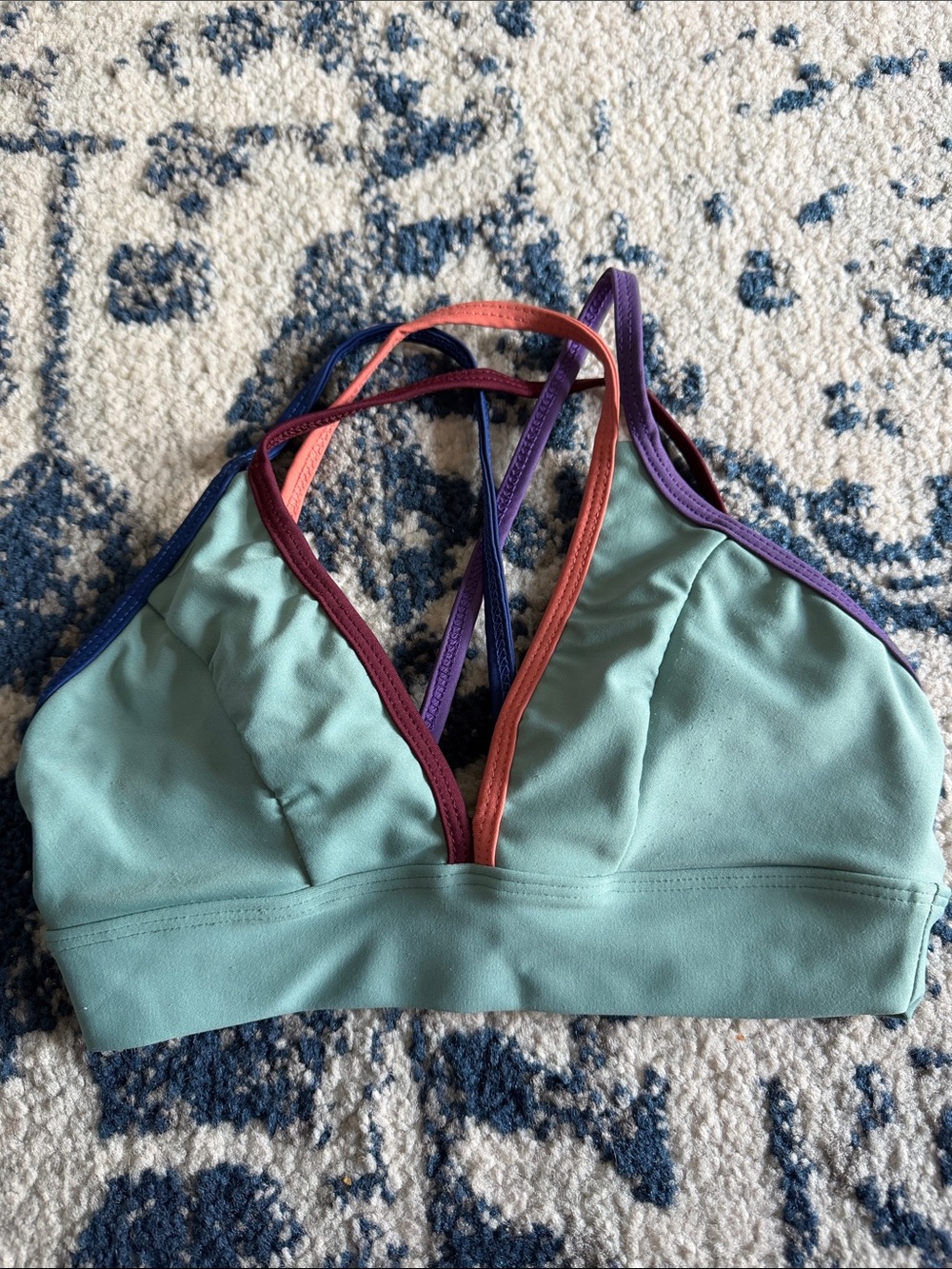Kids Dance Crop Top in Mint Green with Multicolor Trim